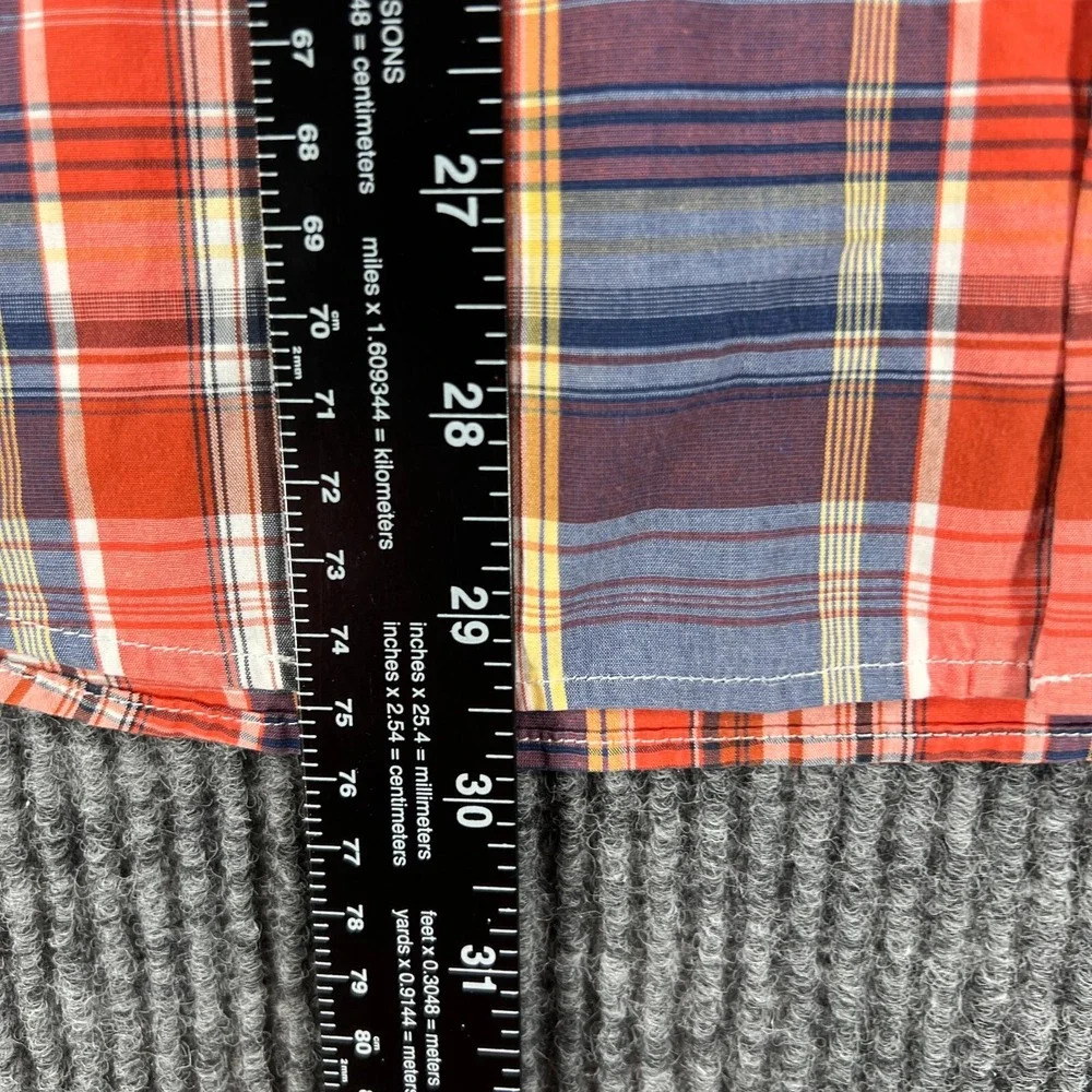 Banana Republic Mens Shirt Large Orange Plaid Long Sleeve Button Down Casual